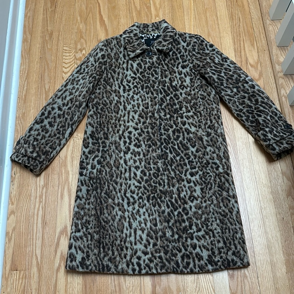 J.Crew Leopard print wool blend coat